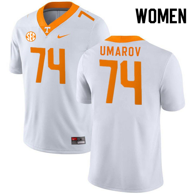 Women #74 Shamurad Umarov Tennessee Volunteers College Football Jerseys Stitched Sale-White - Click Image to Close